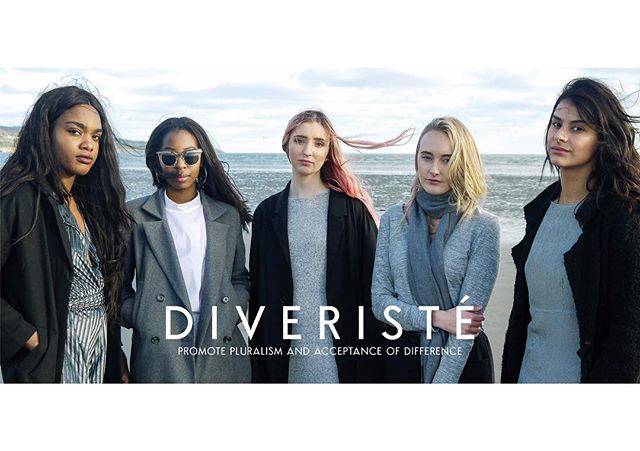 A diverse group of confident women stand together, promoting a message of inclusivity and acceptance in a fashion-forward editorial style.