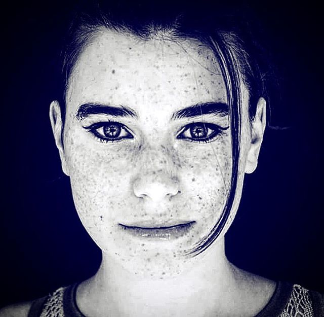 Black And White Portrait Woman Freckles Natural Beauty