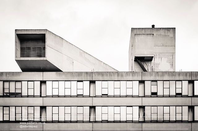 A modern, minimalist architectural facade shows strong geometric lines and a monochrome palette, portraying urban design.